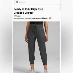 NWOT Ready to Rulu Jogger Crop